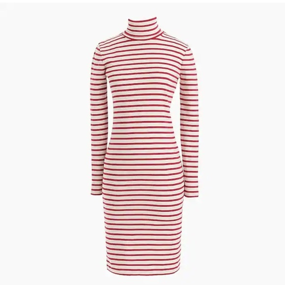 J Crew Red White Striped Turtleneck Cotton Dress Size Small New - Picture 2 of 13
